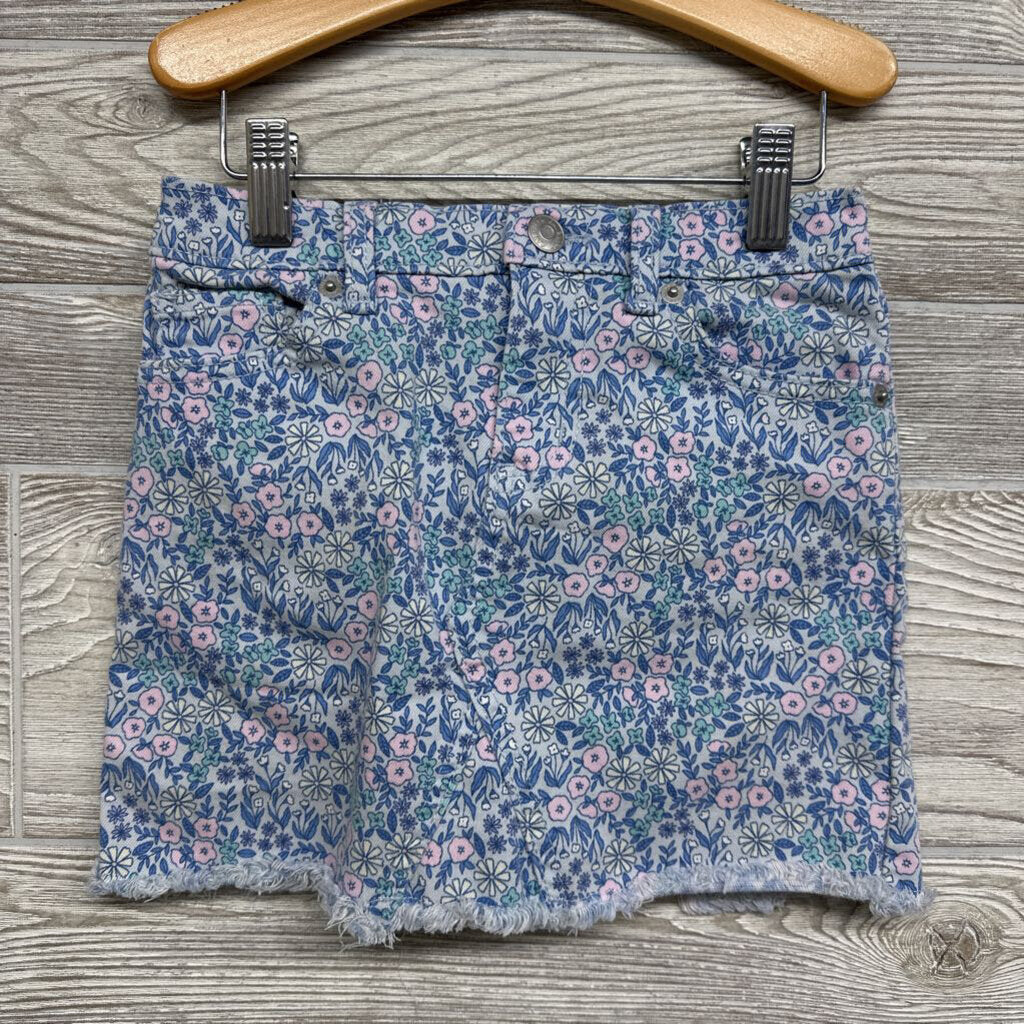 Denim Midi Skirt Flowers 6