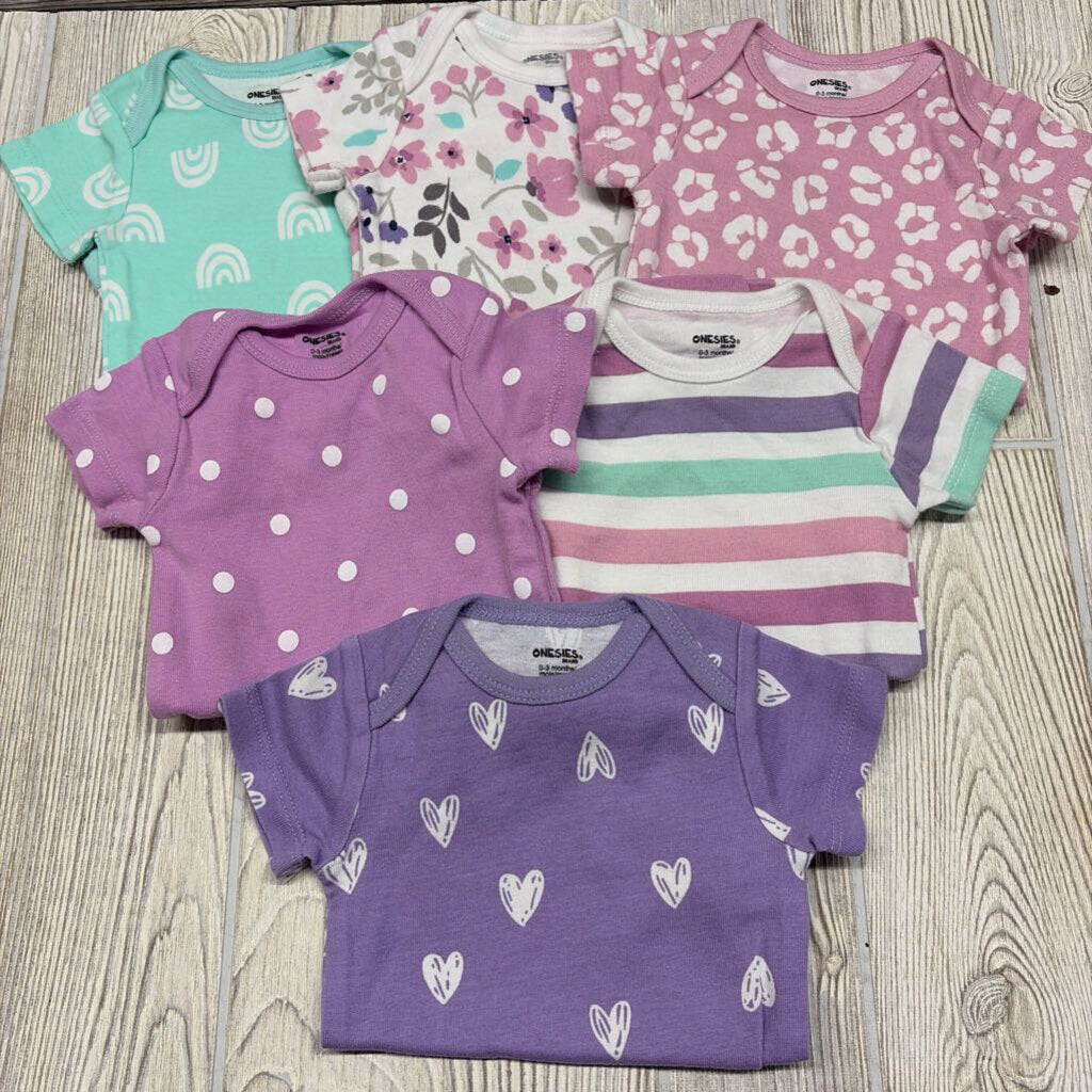 6 Pk Bodysuits 0-3m
