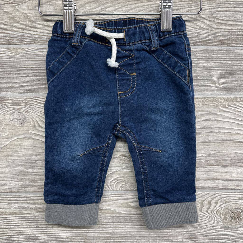 Pull On Knit Denim Joggers 0-3m