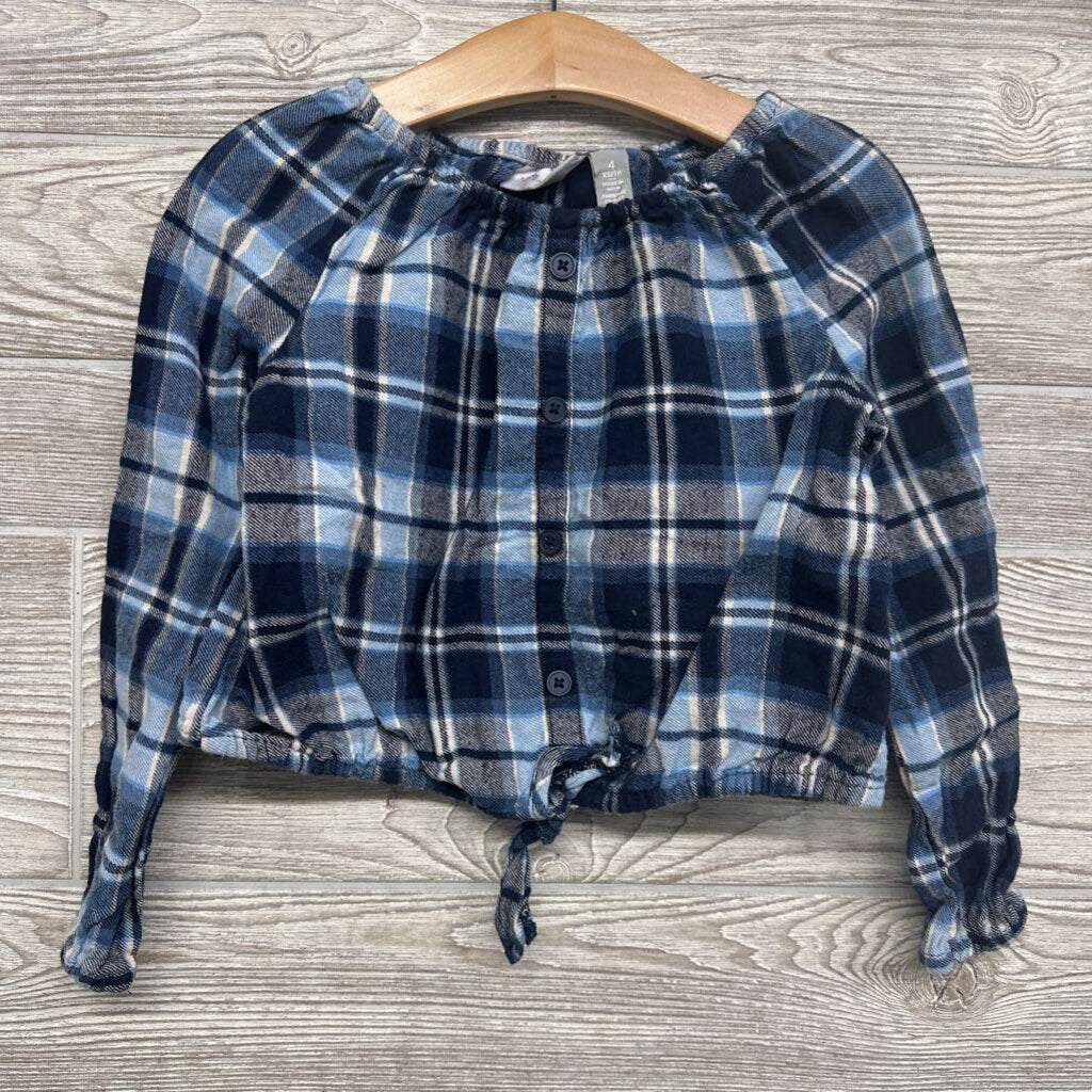 LS Plaid Button Up Shirt Front Knot 4