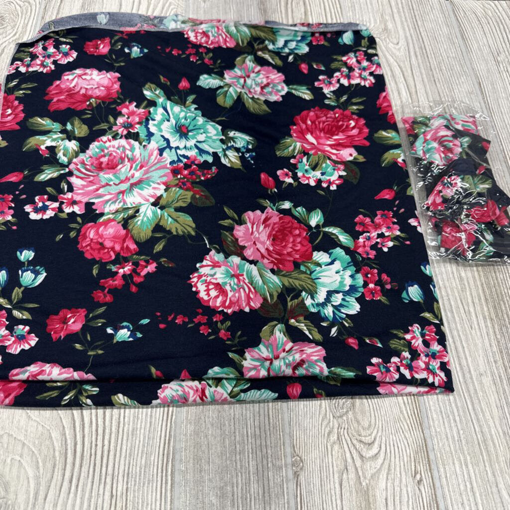 NEW Swaddle Blanket & Headwrap Flowers