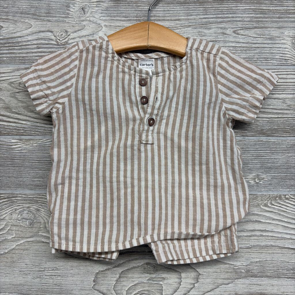 Twill Henley Shirt & Shorts Stripes 6M