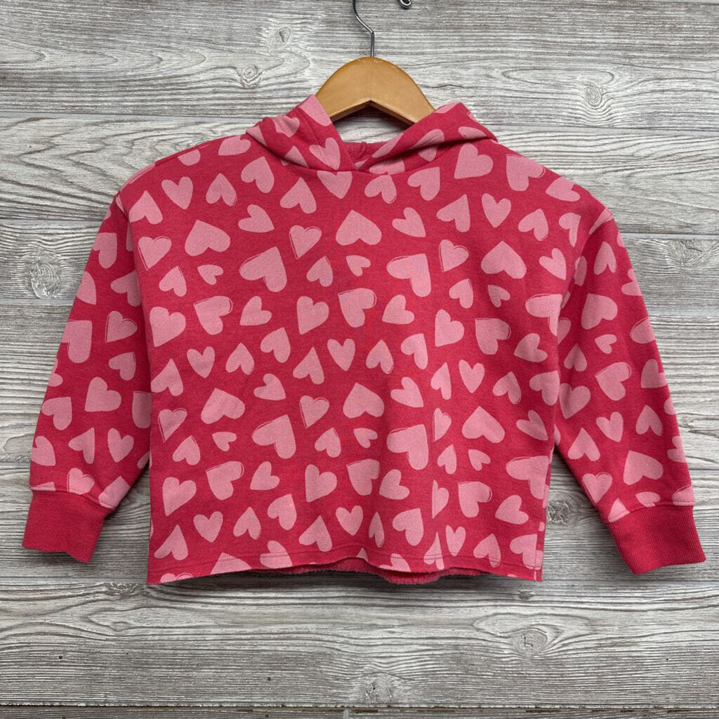 Crop Hooded Sweatshirt Hearts Raw Hem 6