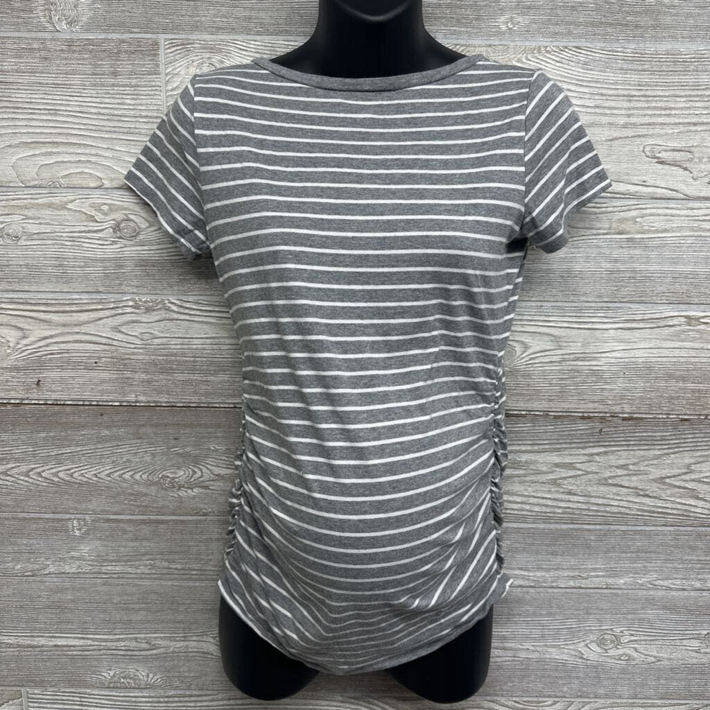 Ruched V Neck Shirt Stripes