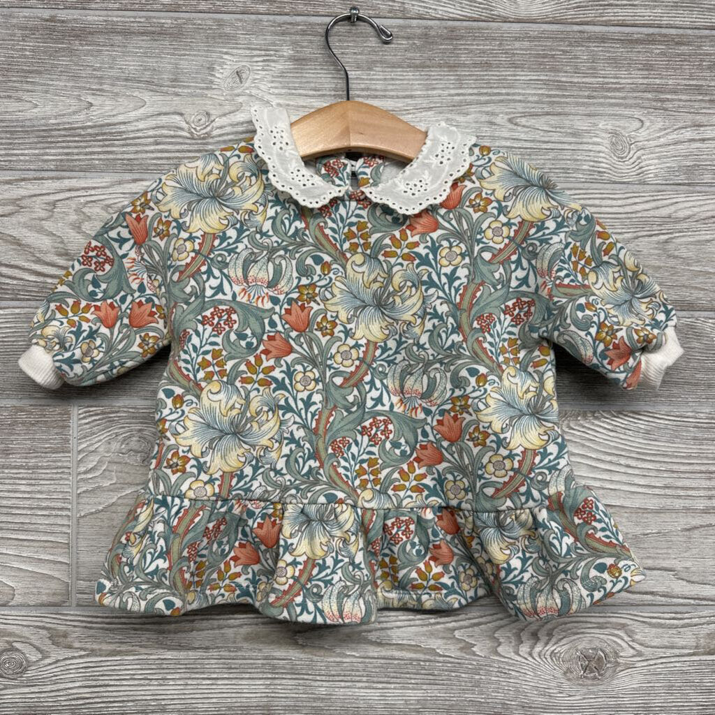 LS Eyelet Collared Dress Flowers 3-6m *