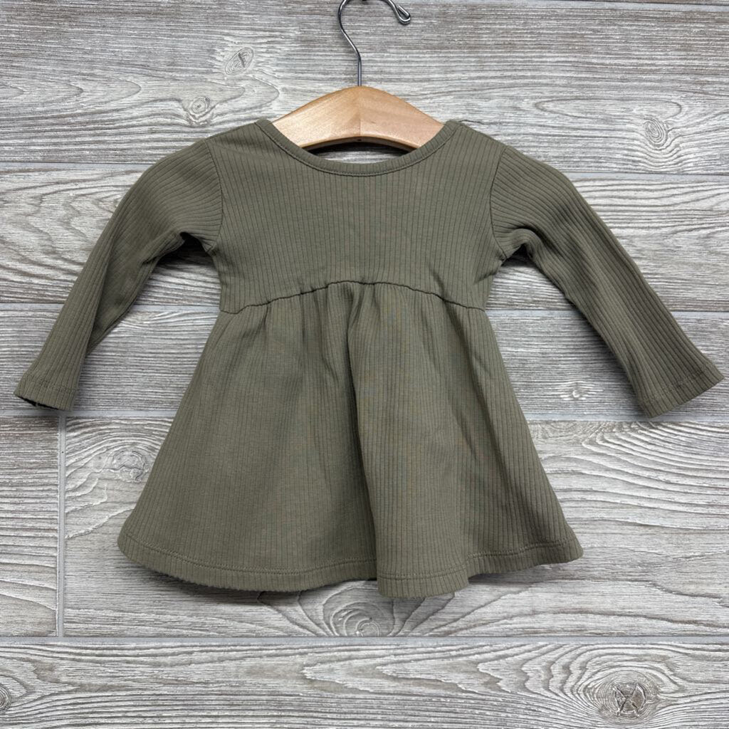 LS Ribbed Dress 3-6m