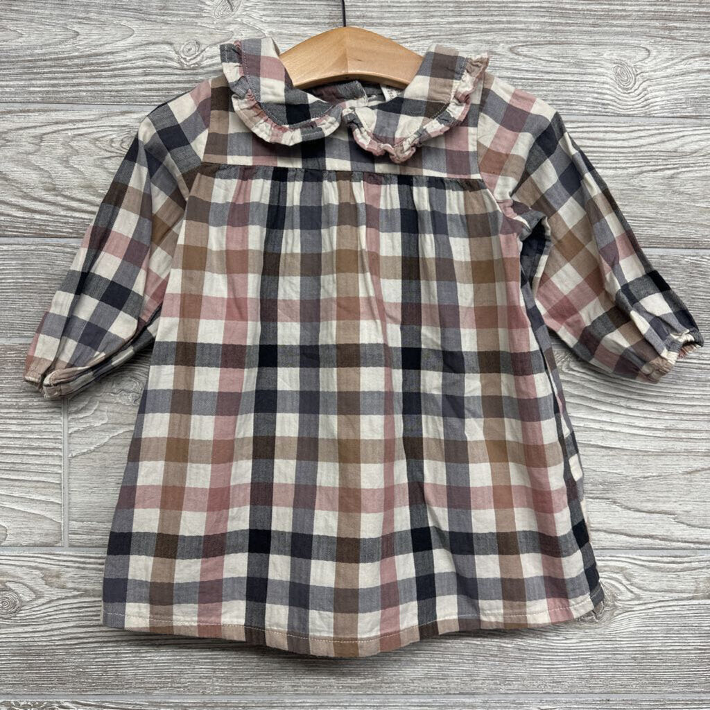 LS Plaid Collared Dress 12m