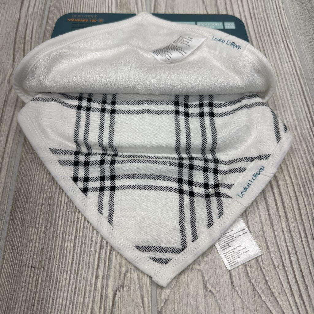 NEW Bandana Bib Set Trains Plaid