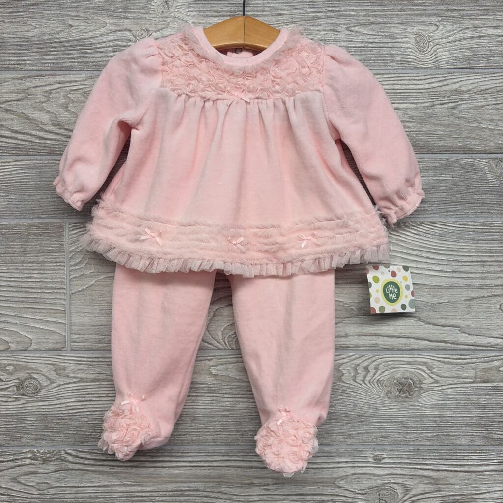NEW LS Velour Crewneck & Footed Pants Tulle 6m