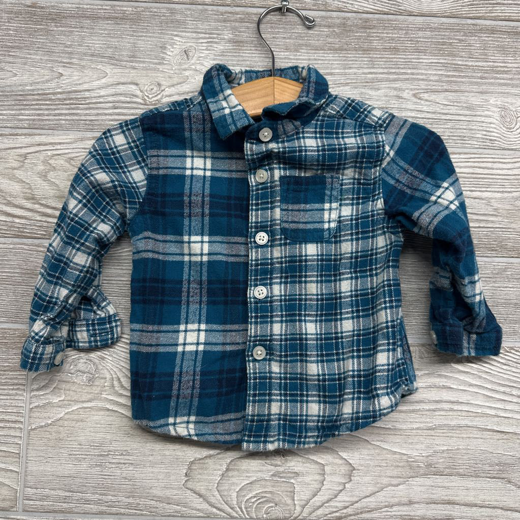 LS Plaid Button Up Flannel Shirt 12m