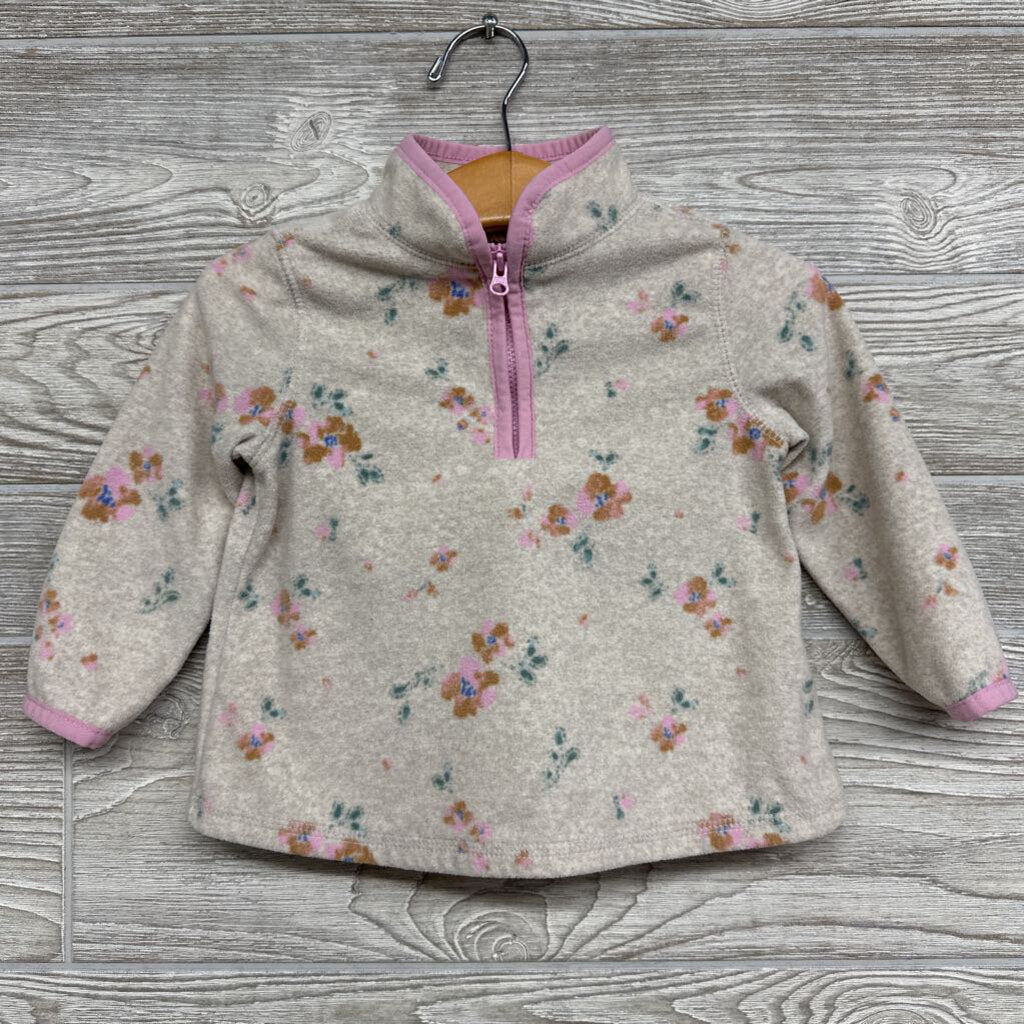 1/4 Zip Fleece Pullover Flowers 12M