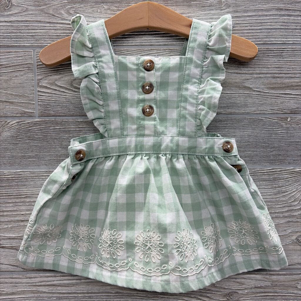 Bib Jumper Gingham Embroidered Flowers 3-6m