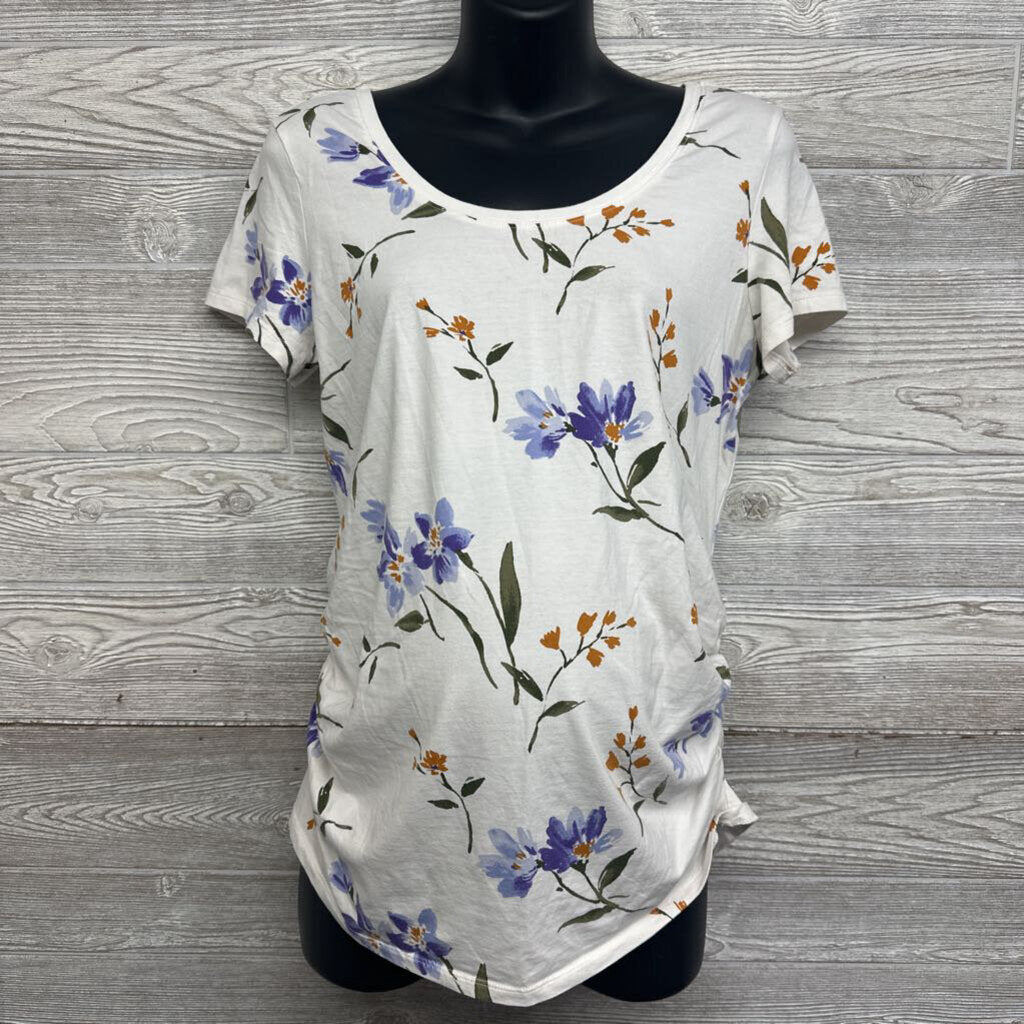 Ruched Scoop Neck Shirt Flowers