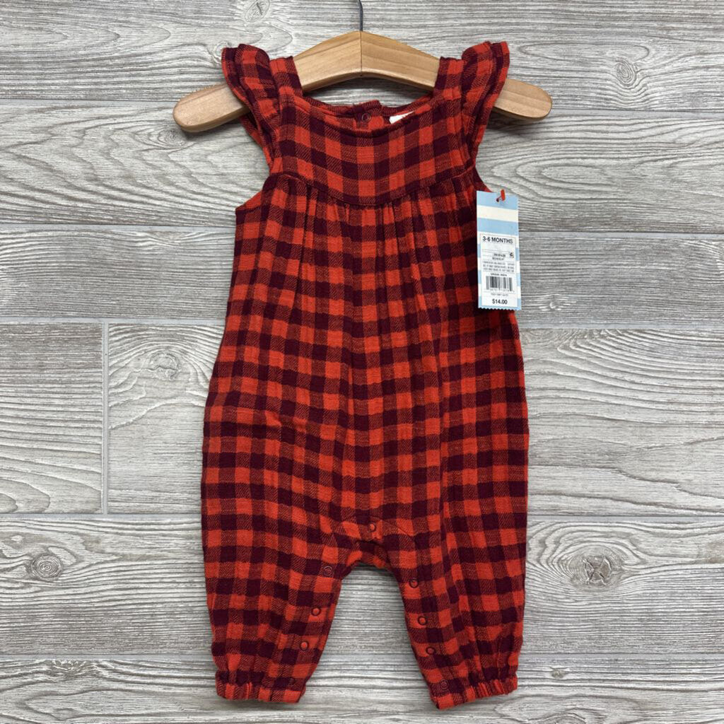 NEW Muslin Outfit Gingham Flutter Sleeves 3-6m