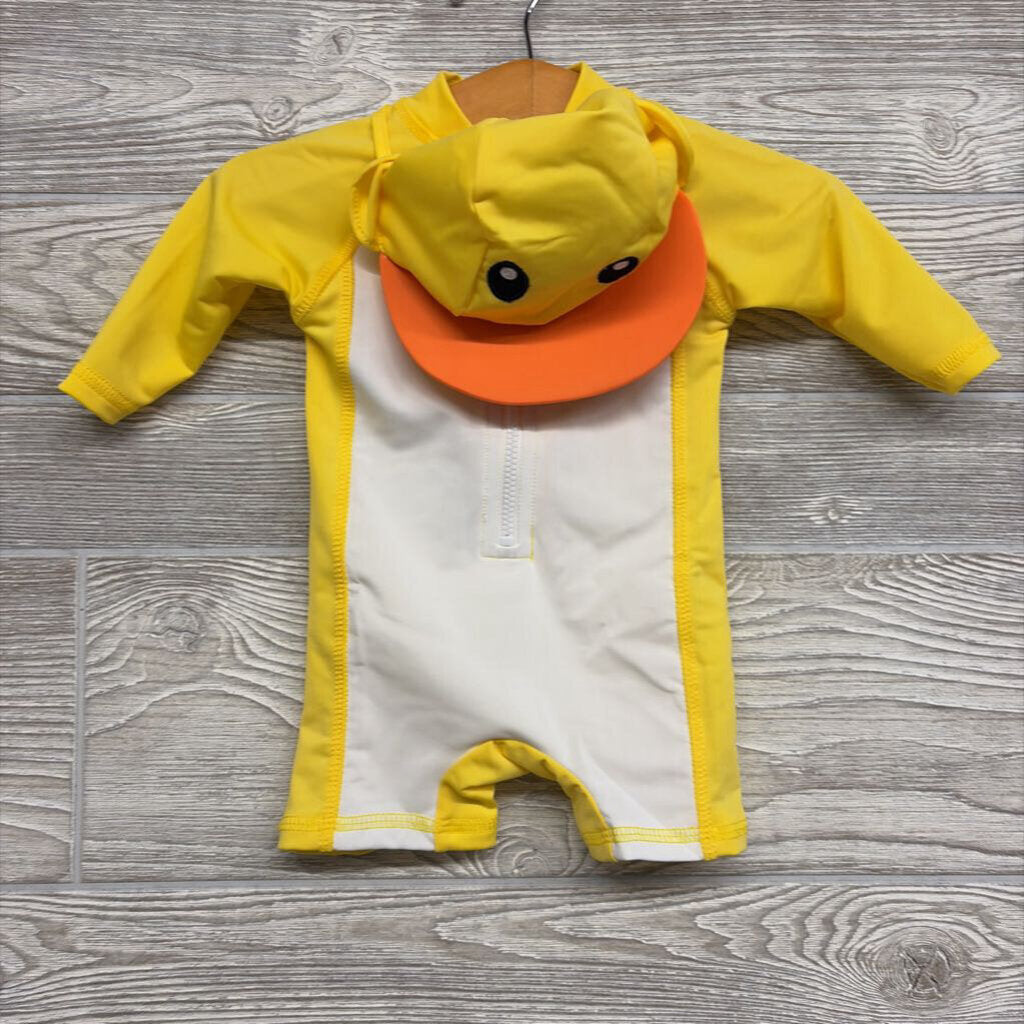 1/4 Zip Duck Swimsuit & Hat 0-3m