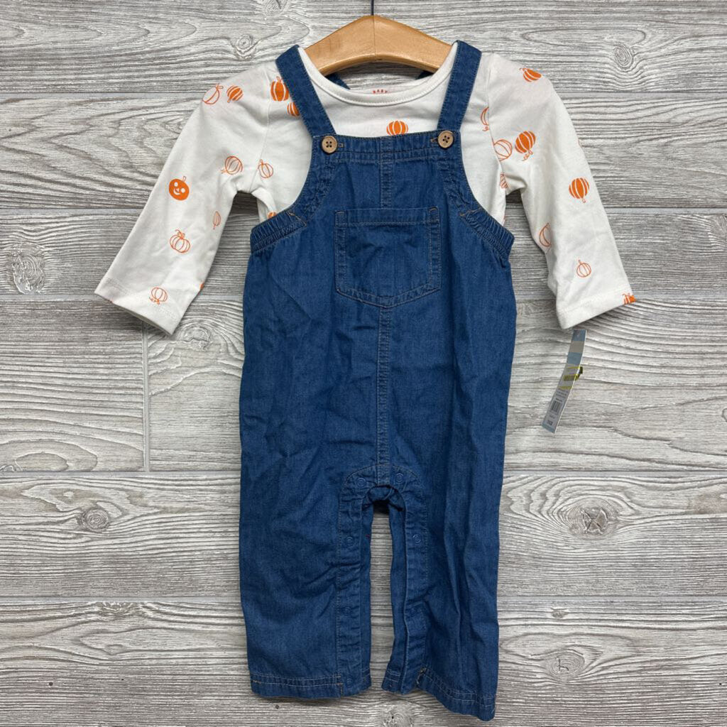 NEW Denim Overalls & Pumpkin Shirt 6M