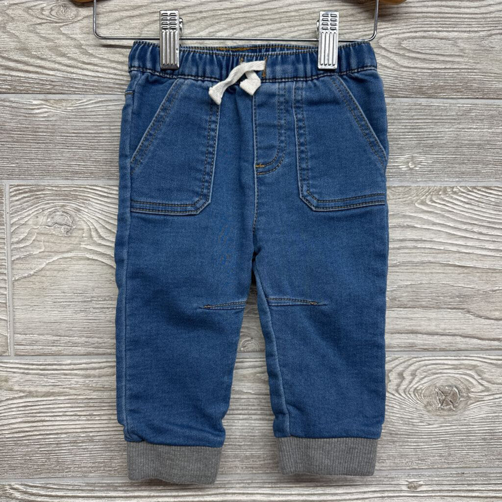 Knit Denim Drawstring Joggers 6-9m