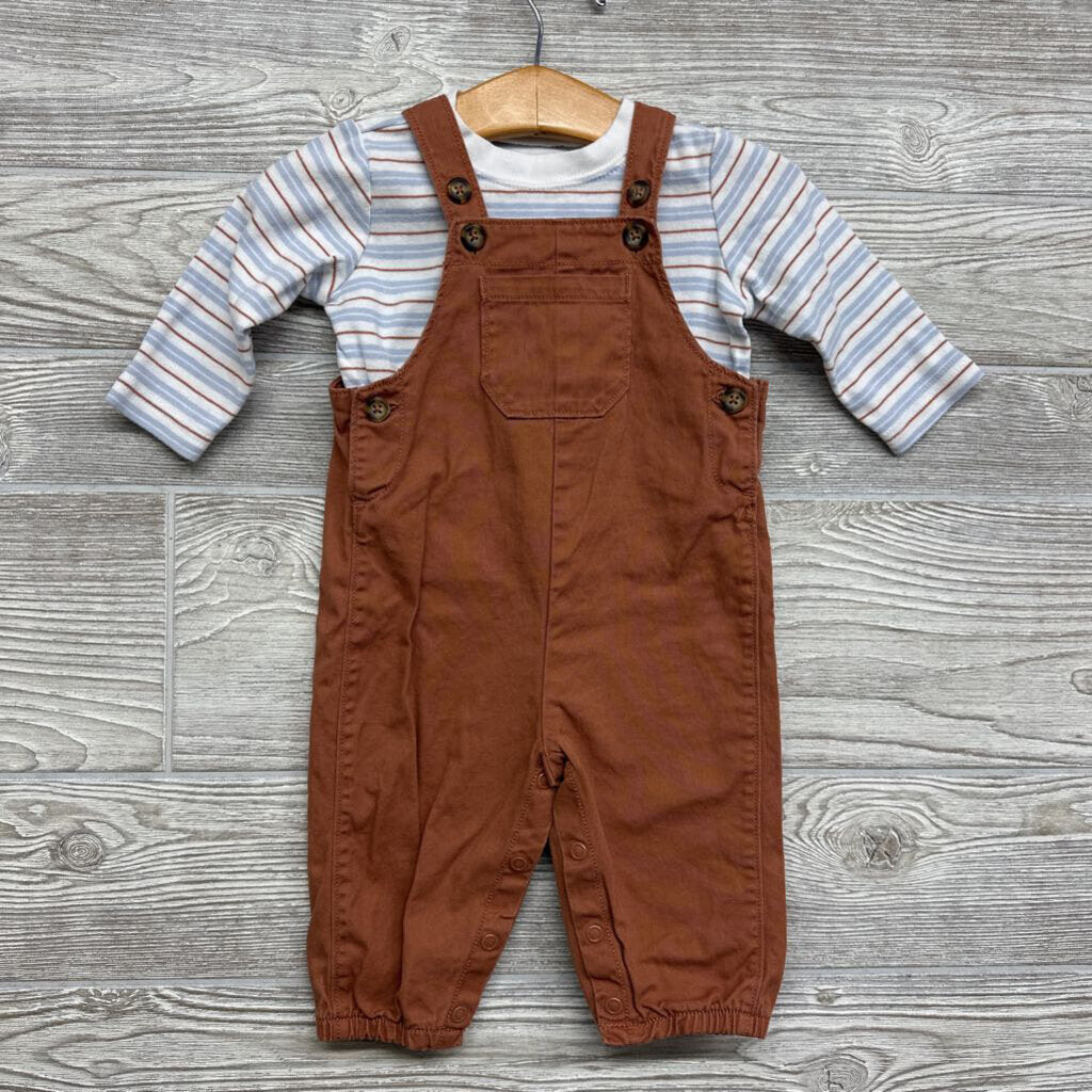 LS Shirt & Overalls Stripes 6m