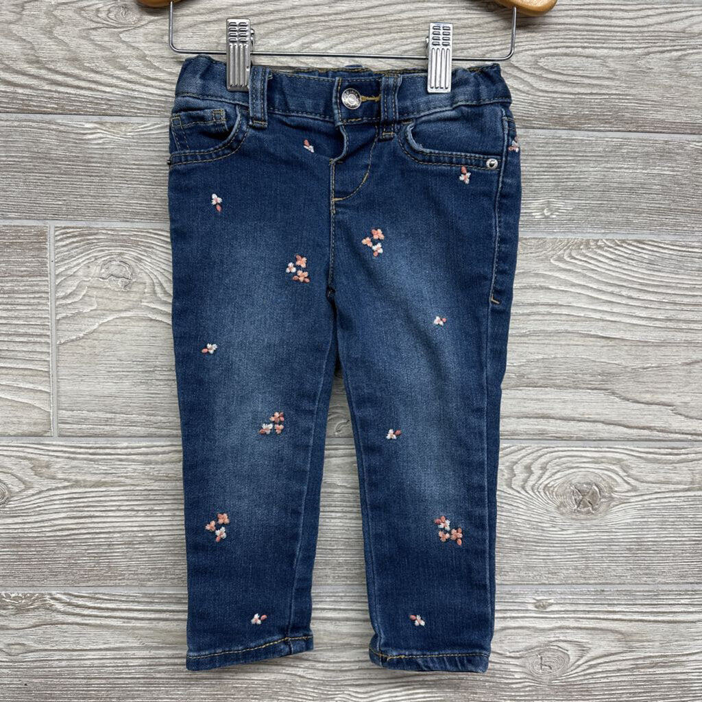 Skinny Jeans Embroidered Flowers 2t