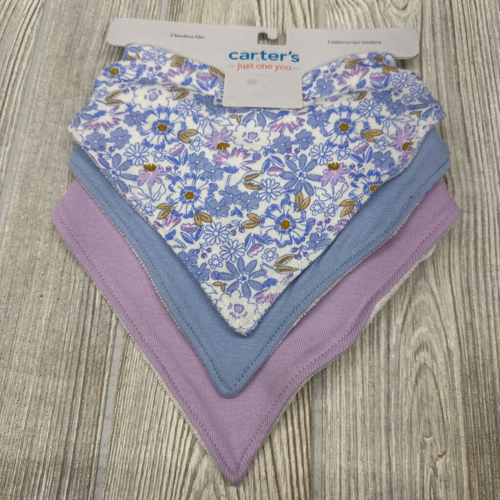 NEW 3 Pk Bandana Bibs Flowers