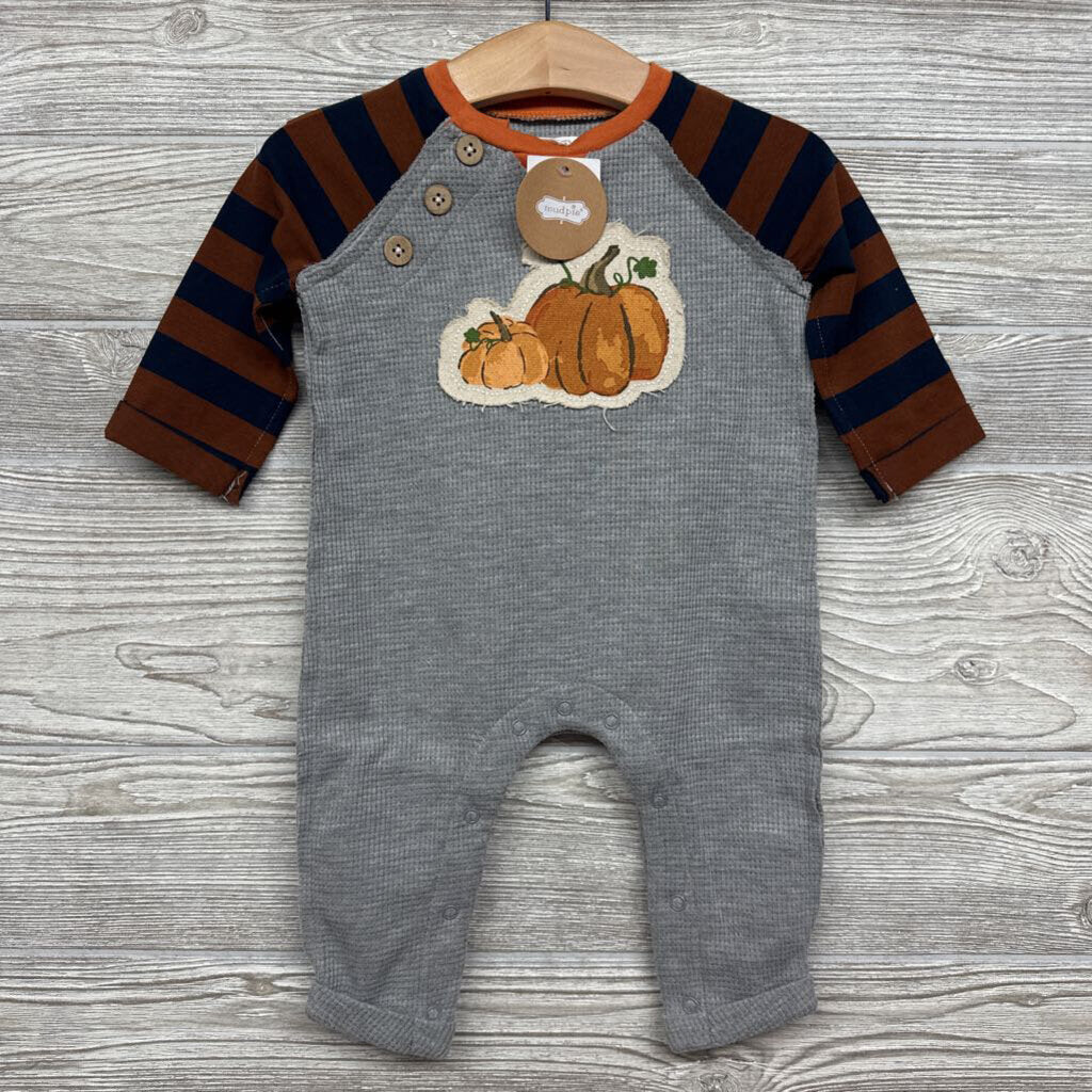 NEW LS Thermal Coverall Pumpkins Stripes 3-6m