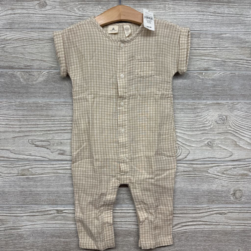 NEW Button Up Coverall Gingham 6m