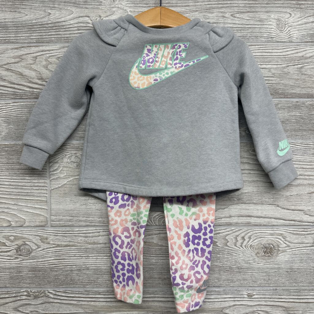 Sweatshirt Ruffle Shoulder Animals Print Logo & Leggings 18M