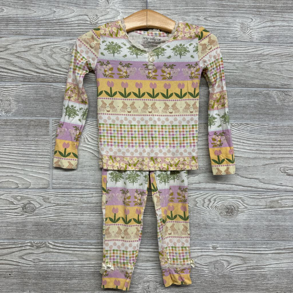 2 Pc Bamboo Pj Flowers 3t