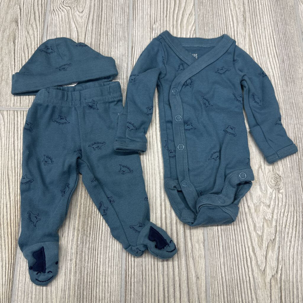 Side Snap Shirt, Pants & Hat Dinosaurs Preemie