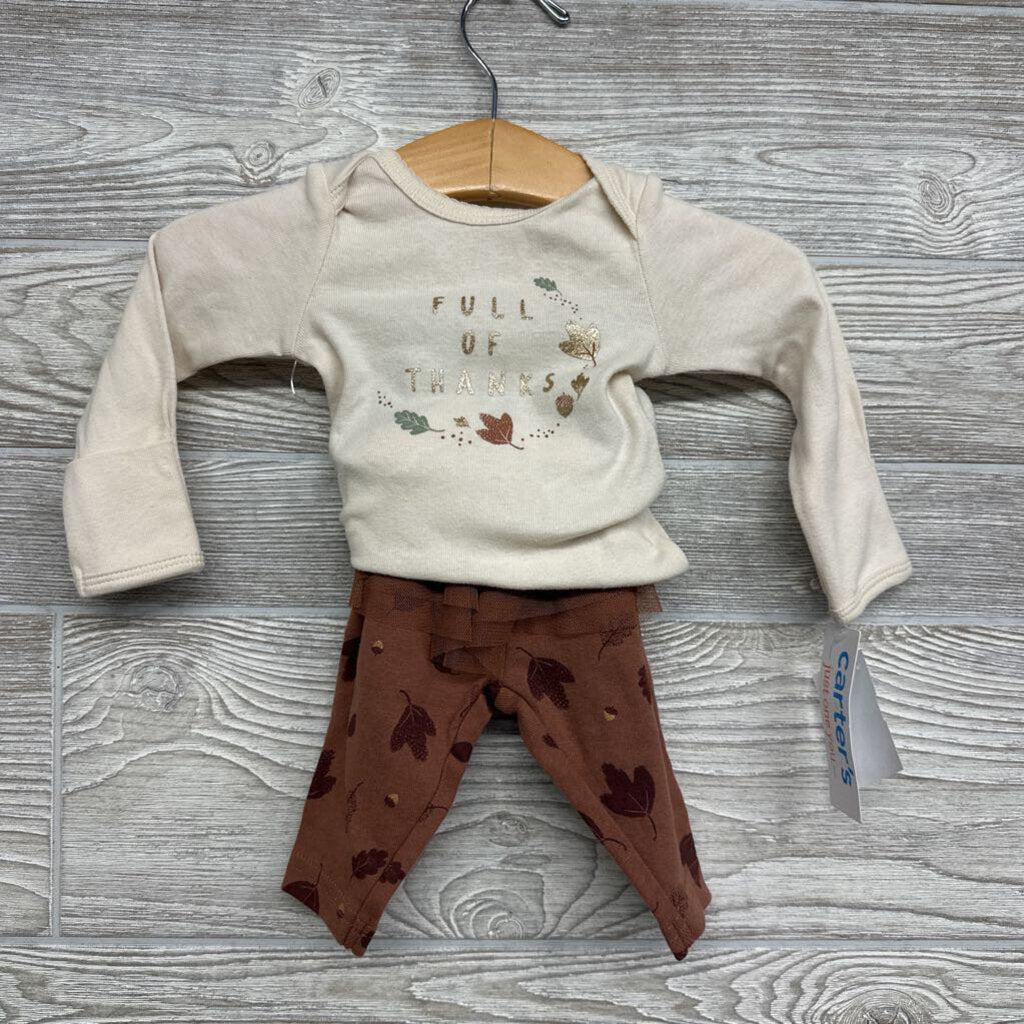 NEW Bodysuit & Tutu Leggings Full Of Thanks nb