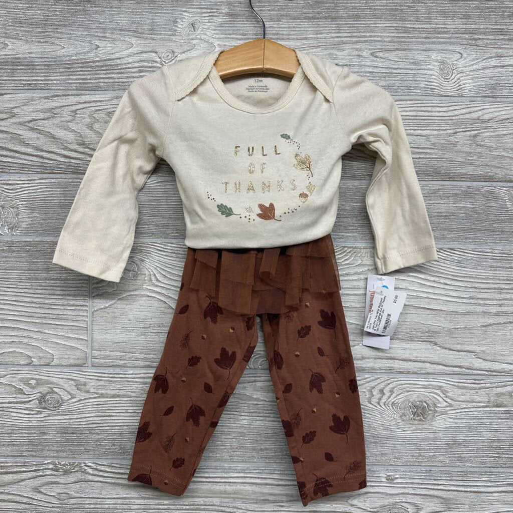 NEW Bodysuit & Tutu Leggings Full Of Thanks 12m