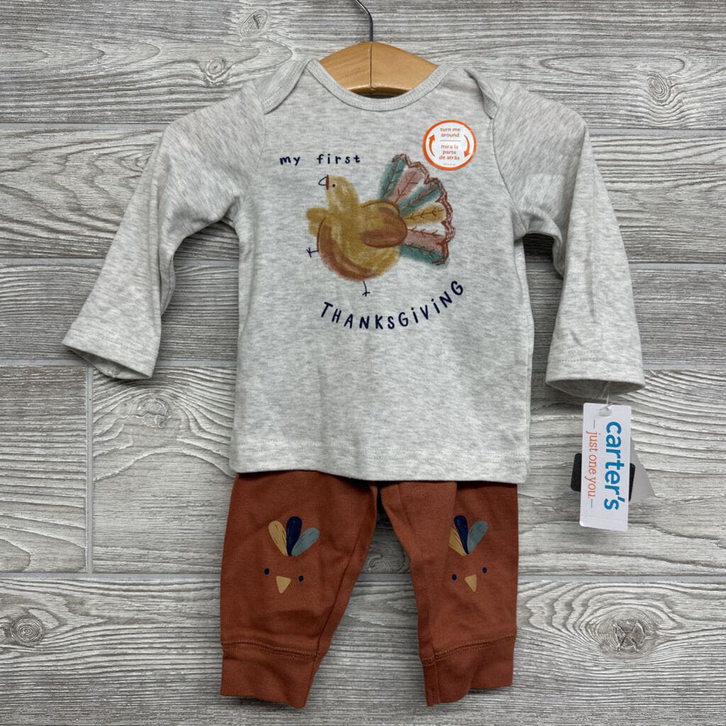 NEW My First Thanksgiving Outfit LS Shirt, Bodysuit & Pants 6m