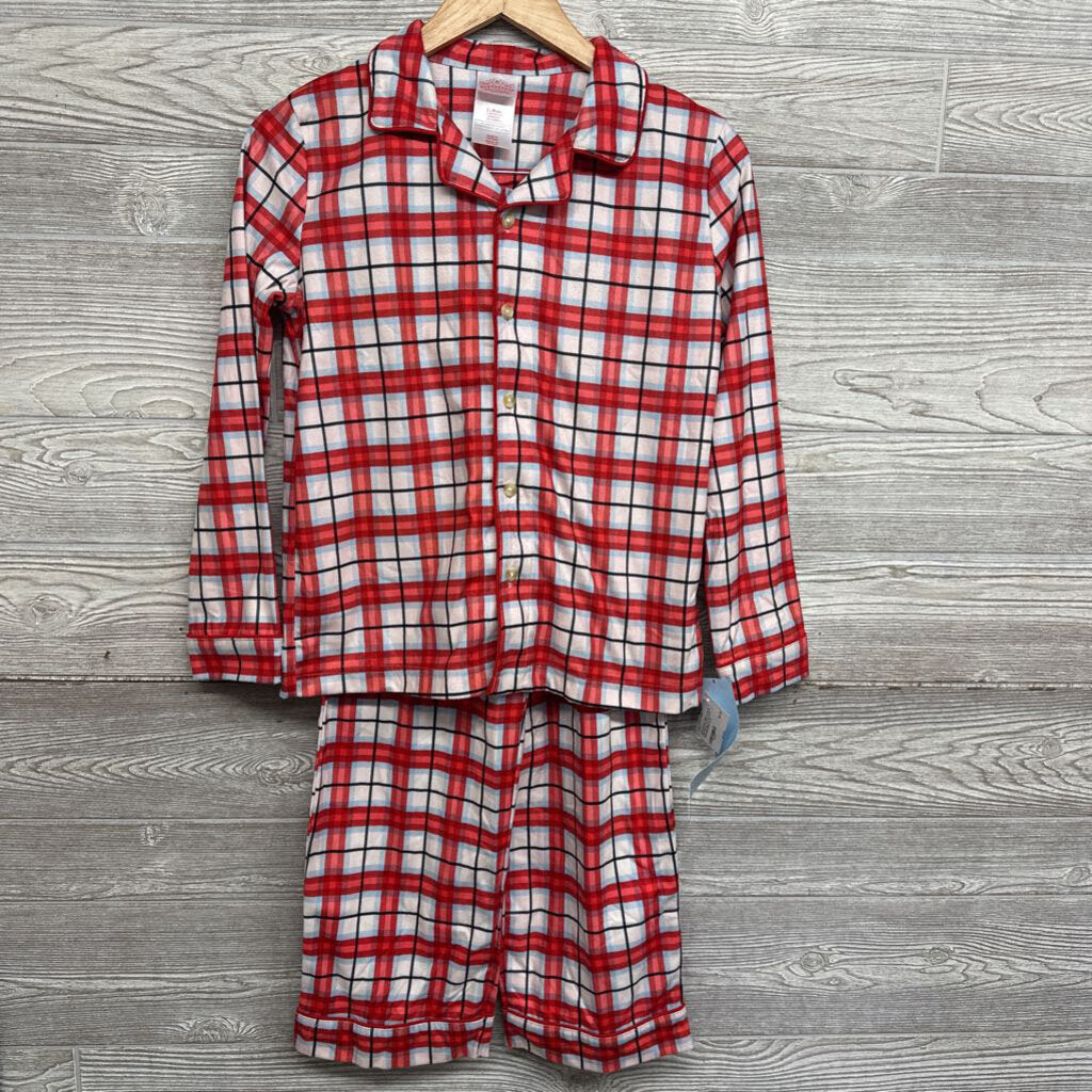 NEW 2 Pc LS Plaid Button Up PJs 10-12