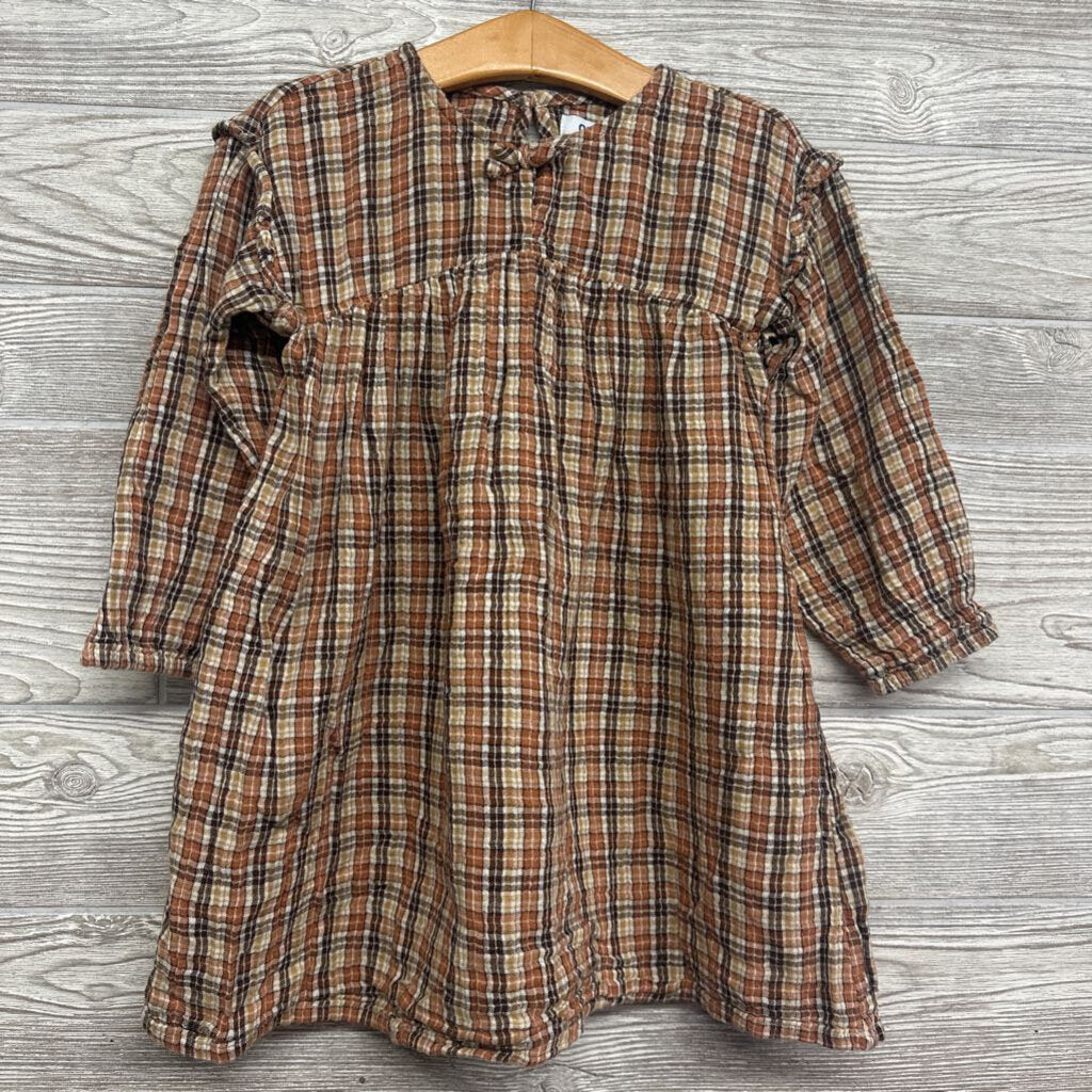 LS Plaid Dress Keyhole Front Bow 5t