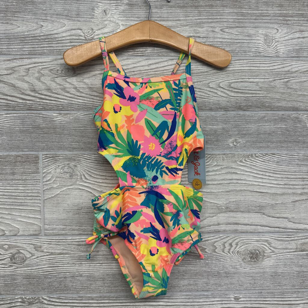 NEW Swimsuit Open Sides Flowers 4t