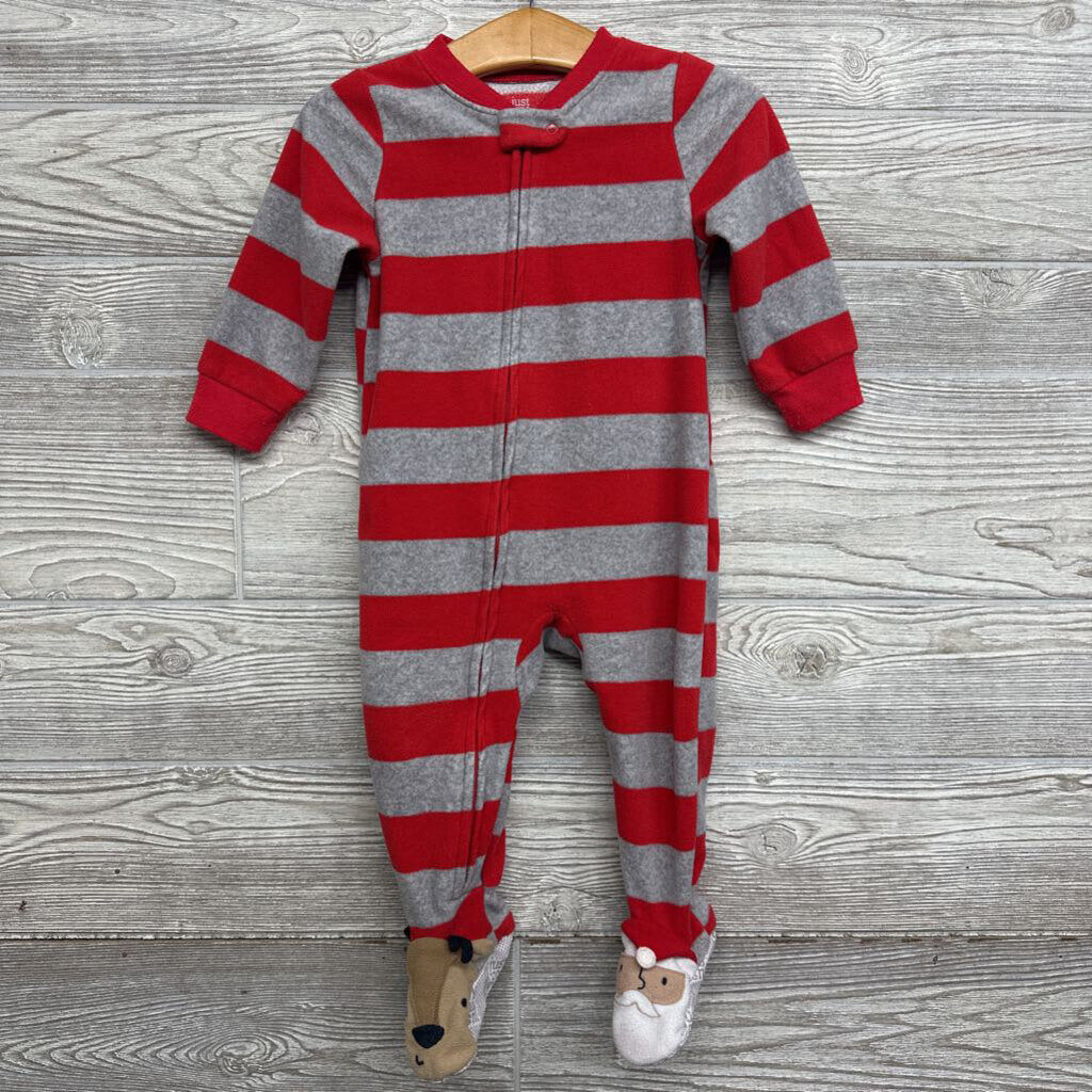 Blanket Sleeper Stripes Santa Reindeer 12m