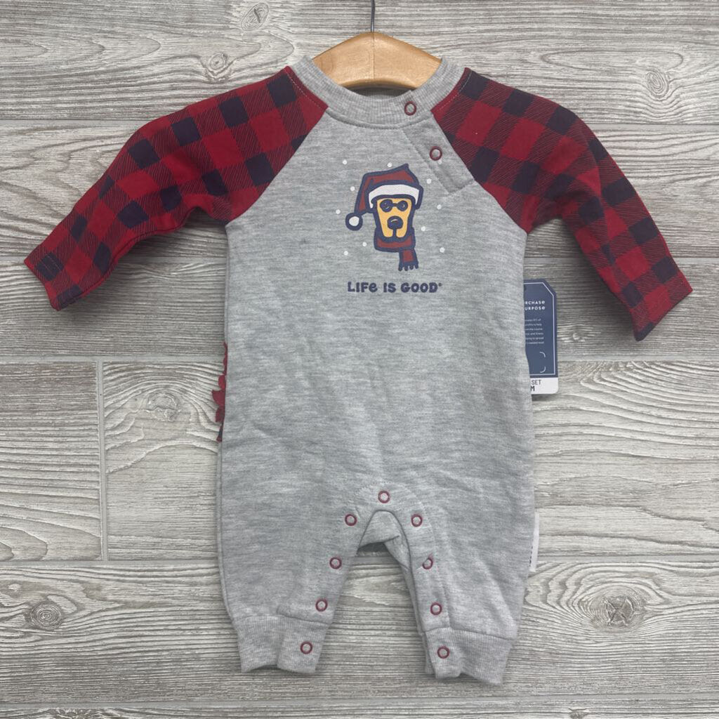 NEW LS Coverall Buffalo Plaid Santa Dog 0-3m