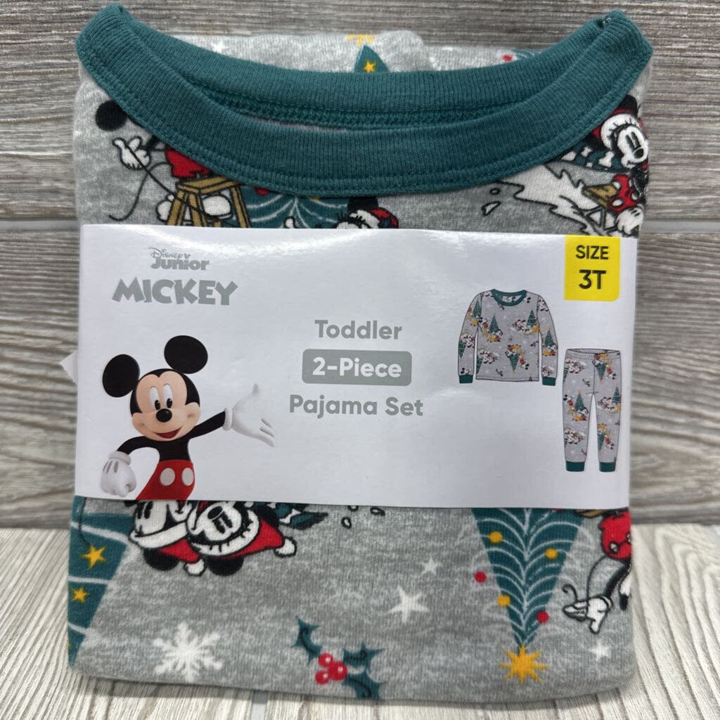 NEW 2 Pc LS PJs Mickey Minnie Pluto Trees 3t
