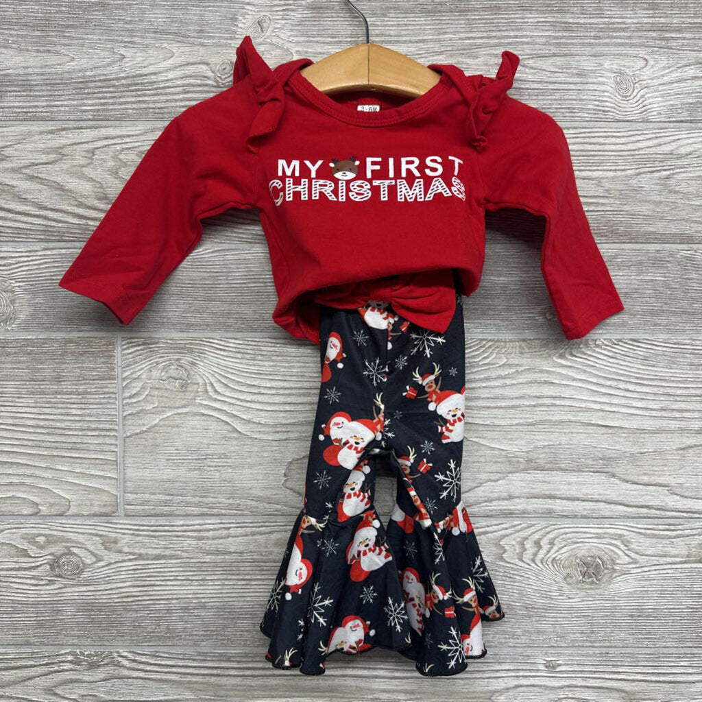 LS Bodysuit & Pants W/ Headwrap & Hat 3-6m