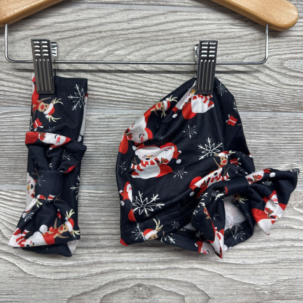 LS Bodysuit & Pants W/ Headwrap & Hat 3-6m