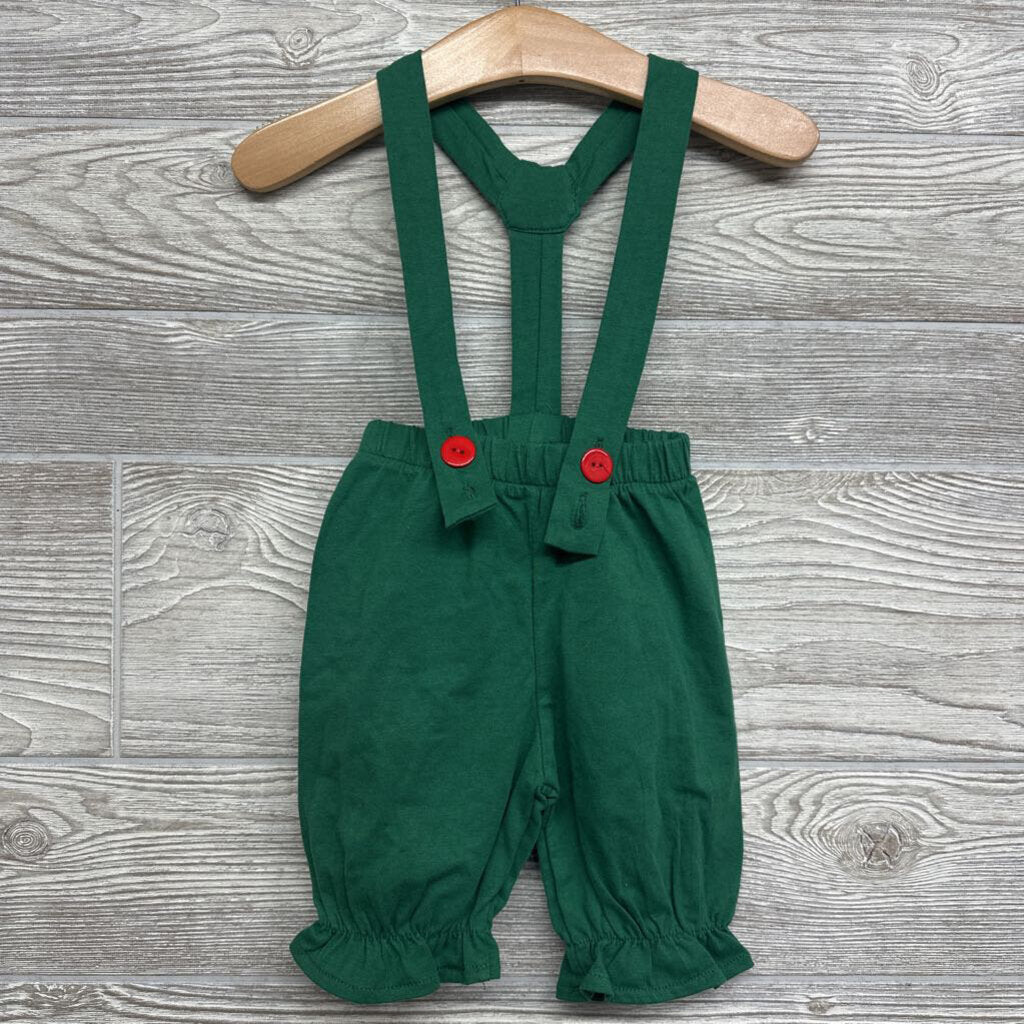 Suspender Pants & Elf Hat 3-6m