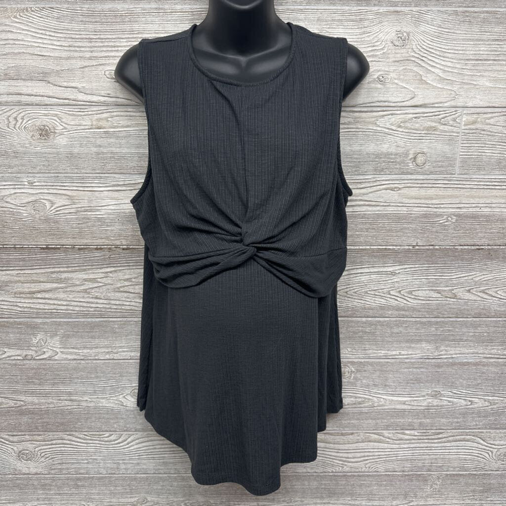 Ribbed Front Knot Nursing Tank Top XL