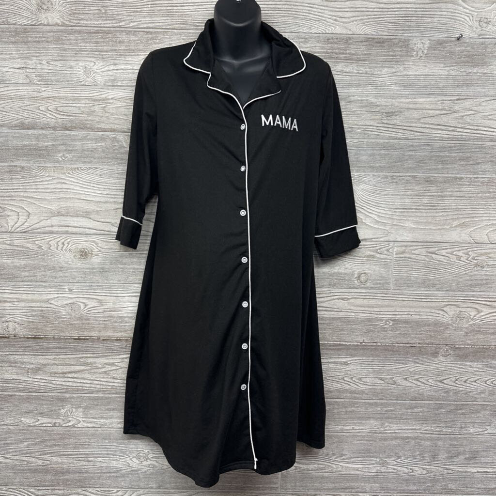 LS Button Up PJ Gown Mama Medium