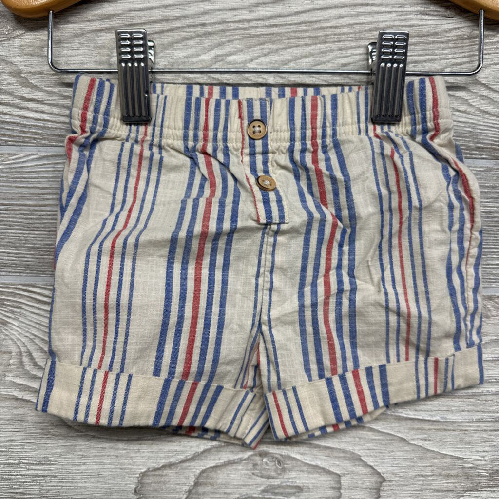 SS Button Up Shirt Stripes & Shorts 3-6M