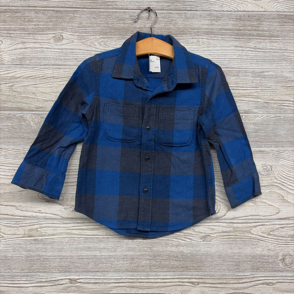 LS Button Up Flannel Shirt Chest Pockets 2