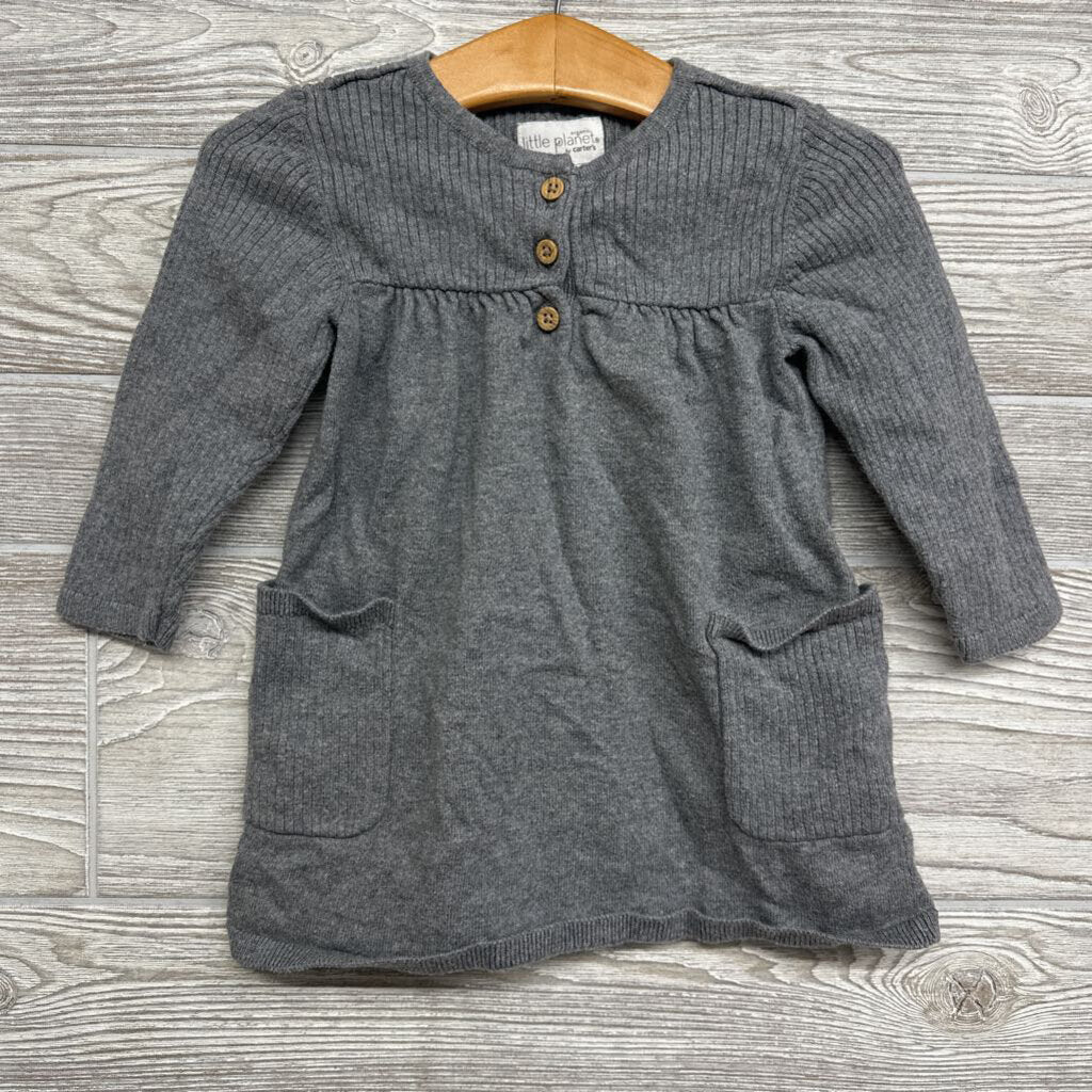 Ribbed Organic LS Dress Pockets 12M