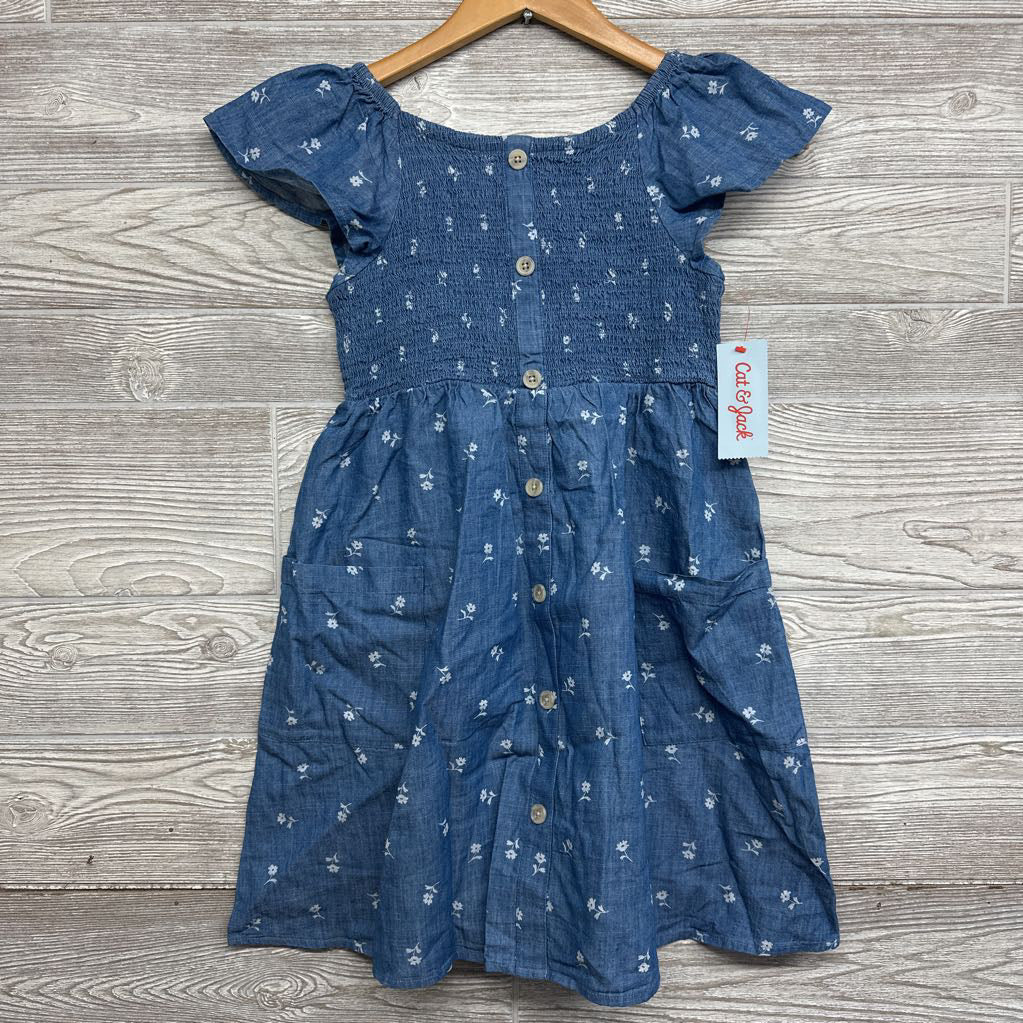 NEW Smocked Chambray Dress Flowers 10-12