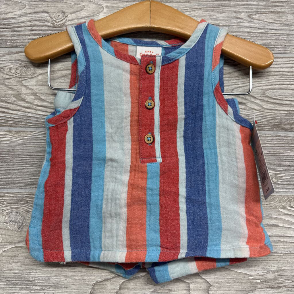 NEW Gauze Tank Top & Shorts Stripes 3-6m