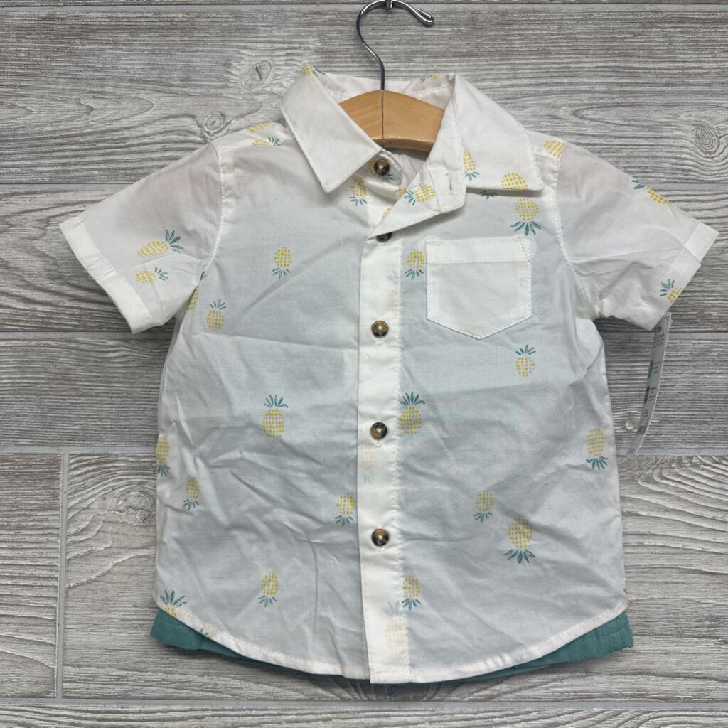 NEW Button Up Shirt & Shorts Pineapples 12m