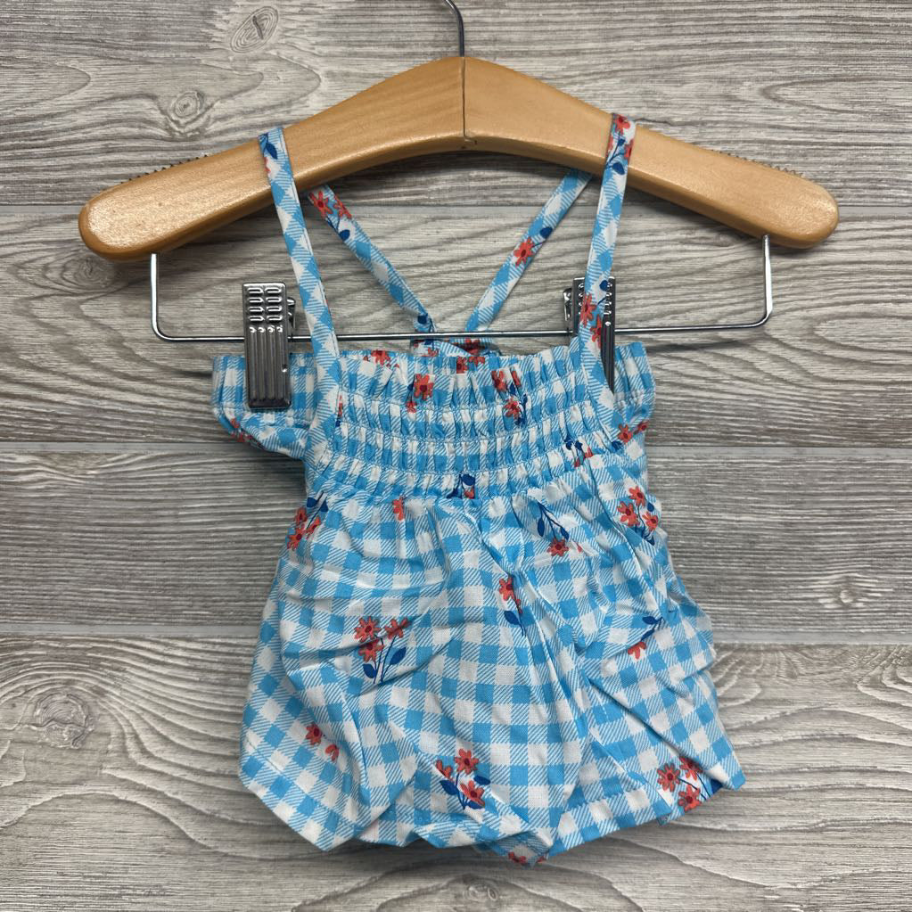 NEW Smocked Tank Top & Shorts Gingham Flowers 0-3m